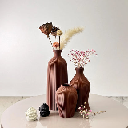 3-Piece Modern Decorative Vase Set – Black or Brown