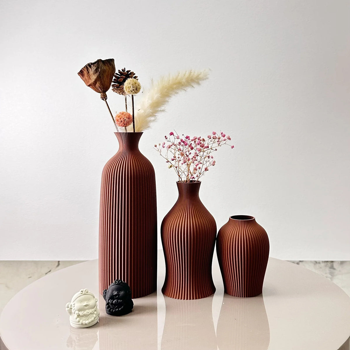 3-Piece Modern Decorative Vase Set – Black or Brown – view 2