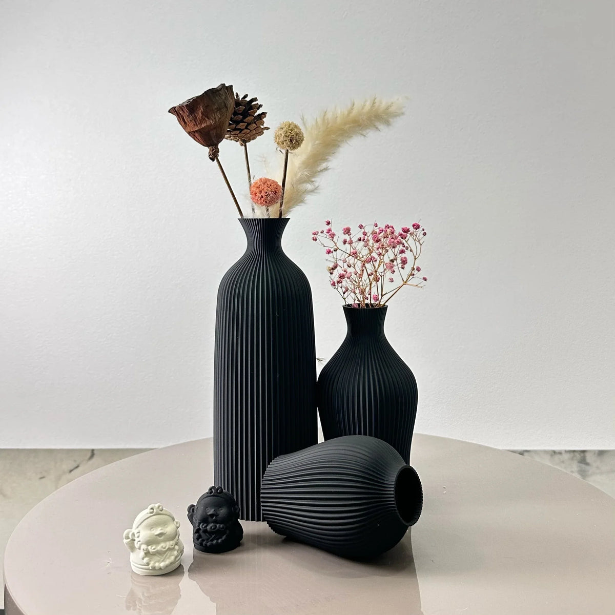 3-Piece Modern Decorative Vase Set – Black or Brown – view 3