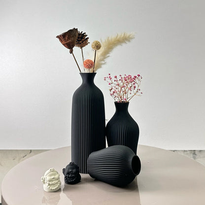 3-Piece Modern Decorative Vase Set – Black or Brown – view 3
