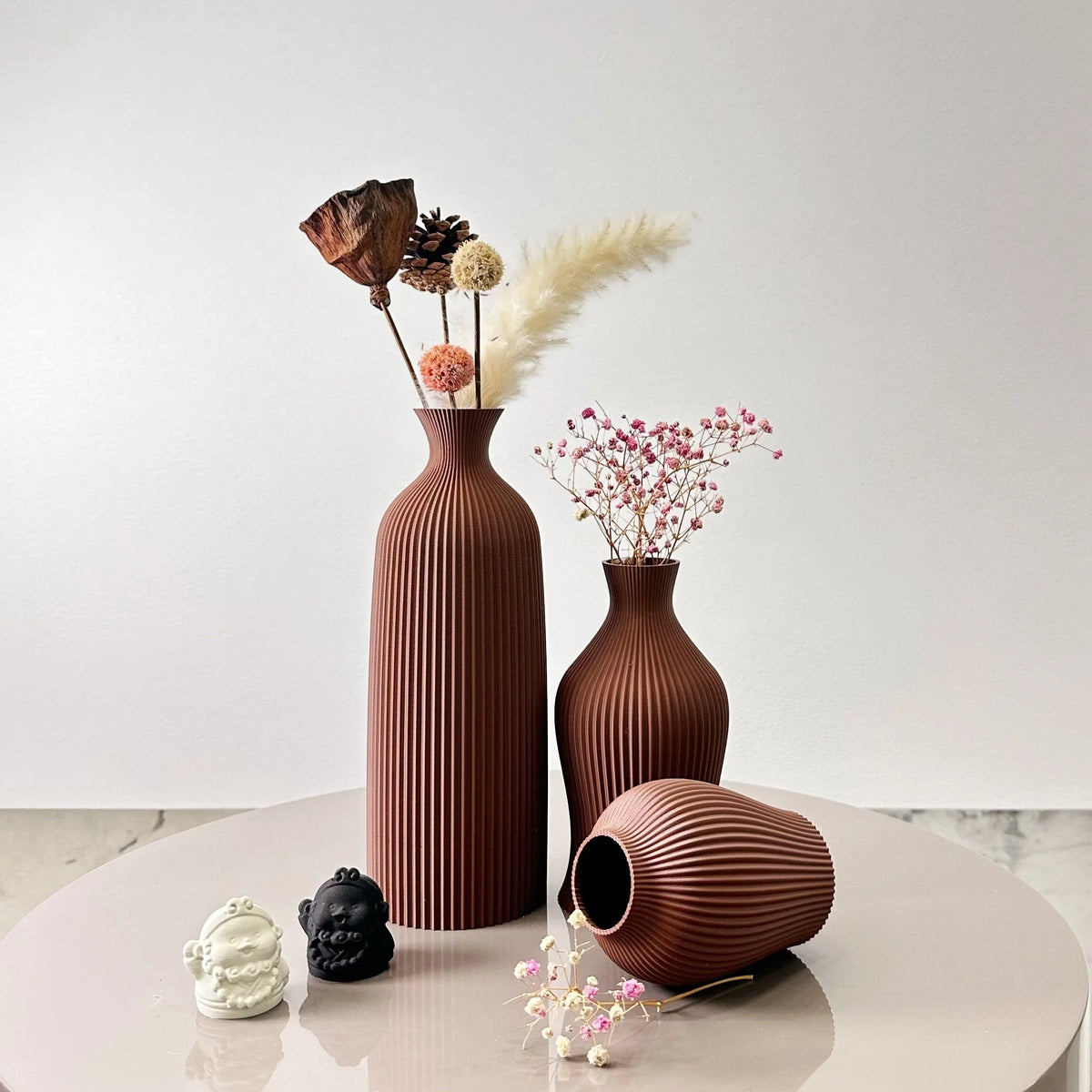 3-Piece Modern Decorative Vase Set – Black or Brown – view 5