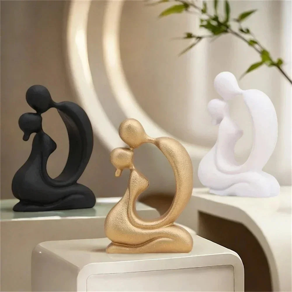Modern Kissing Couple Resin Sculpture