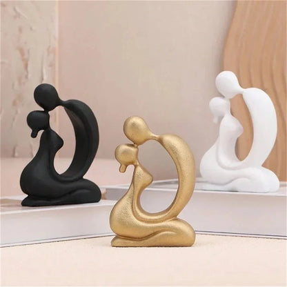 Modern Kissing Couple Resin Sculpture – view 3