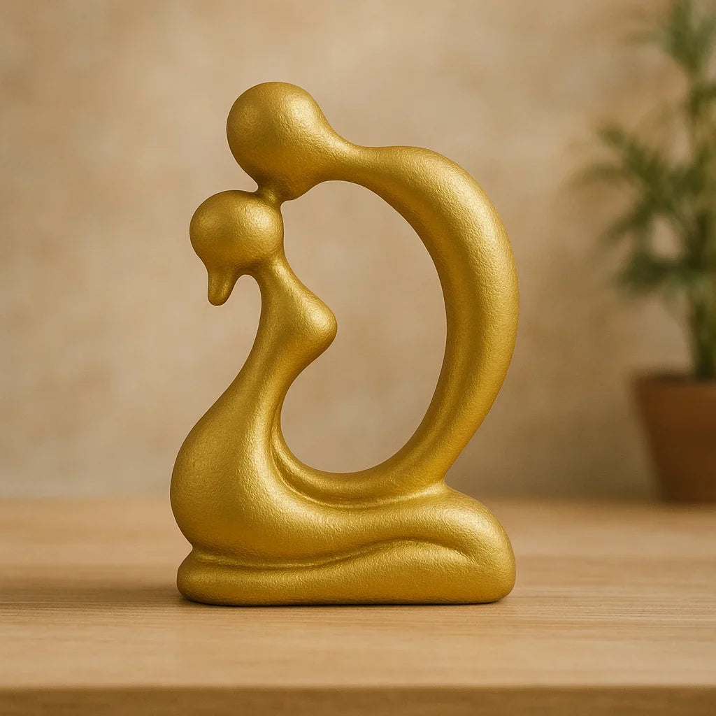 Modern Kissing Couple Resin Sculpture – view 6
