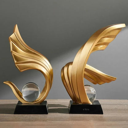 Modern Resin Sculpture with Crystal Sphere – view 2