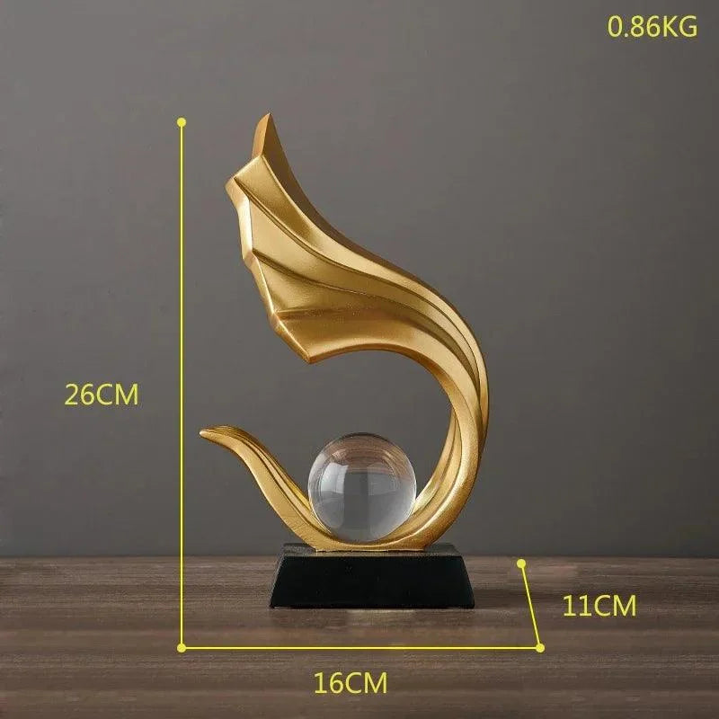 Modern Resin Sculpture with Crystal Sphere – view 6