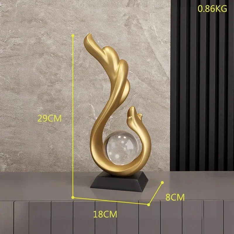 Modern Resin Sculpture with Crystal Sphere – view 7