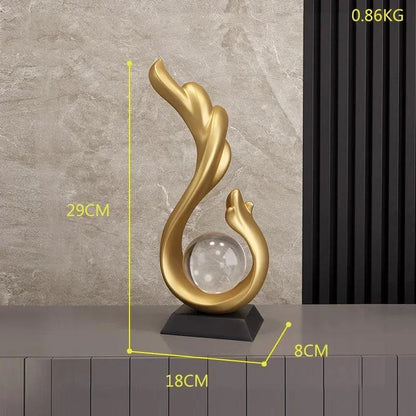 Modern Resin Sculpture with Crystal Sphere – view 7