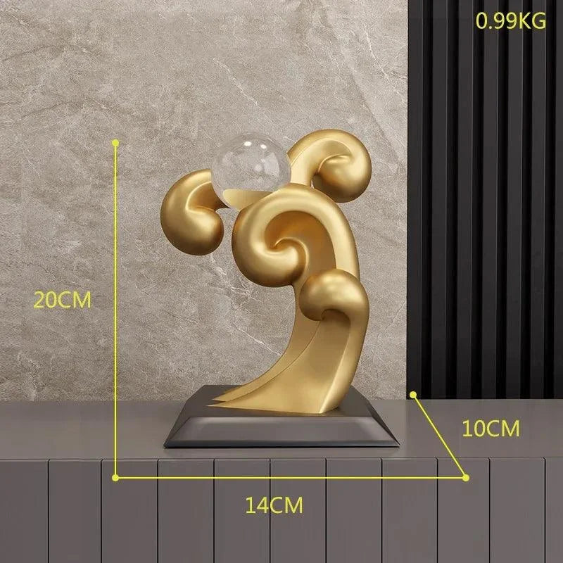 Modern Resin Sculpture with Crystal Sphere – view 10