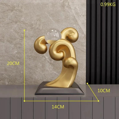 Modern Resin Sculpture with Crystal Sphere – view 10