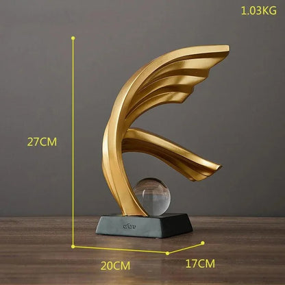 Modern Resin Sculpture with Crystal Sphere – view 11