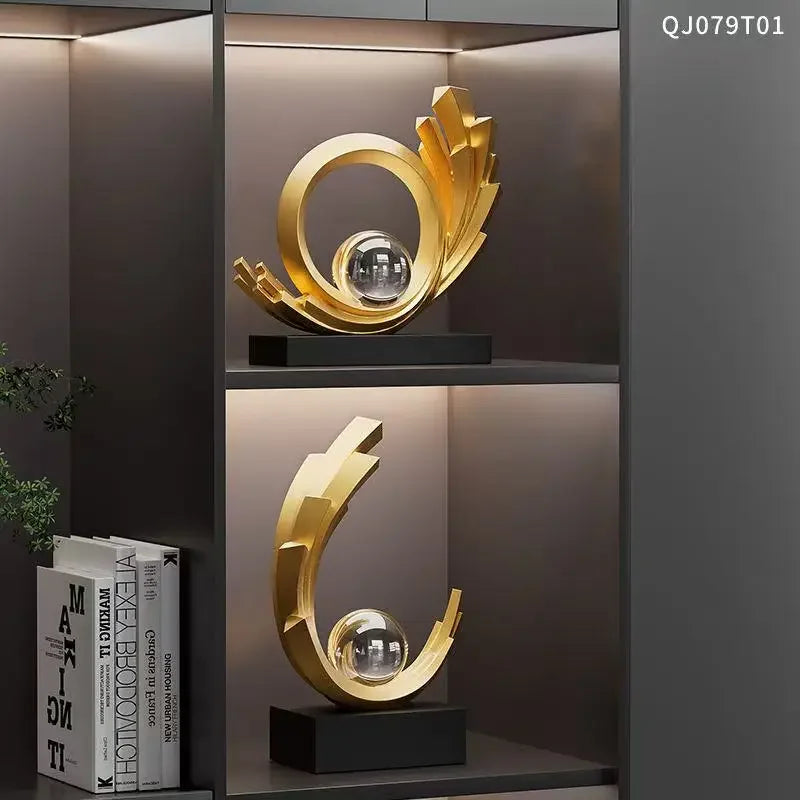 Modern Resin Sculpture with Crystal Sphere – 25.5cm – view 2