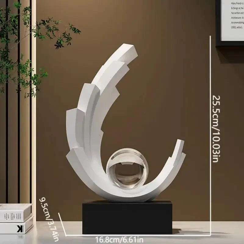 Modern Resin Sculpture with Crystal Sphere – 25.5cm – view 6