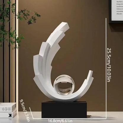 Modern Resin Sculpture with Crystal Sphere – 25.5cm – view 6
