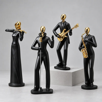 Black Musical Performer Resin Sculpture – 4 Figures or Set