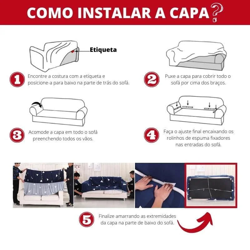 Navy waterproof spandex sofa cover – view 8