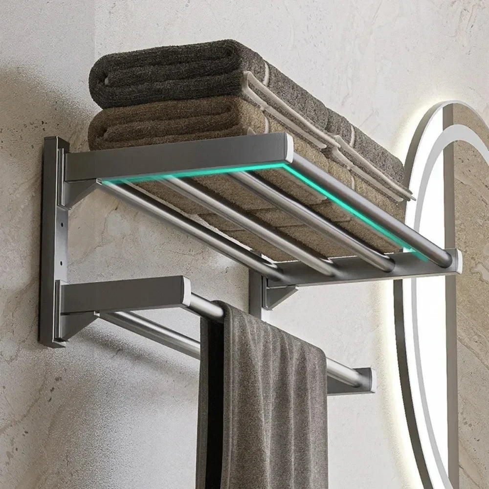 No-Drill Wall Towel Rack with Shelves – view 3