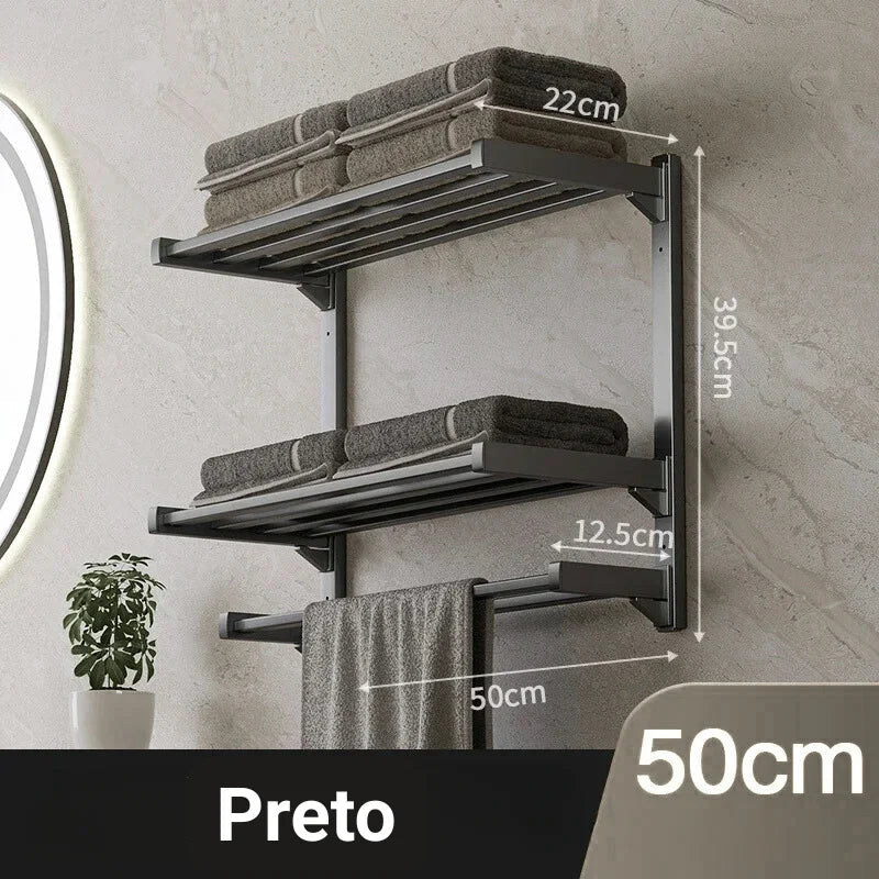 No-Drill Wall Towel Rack with Shelves – view 4