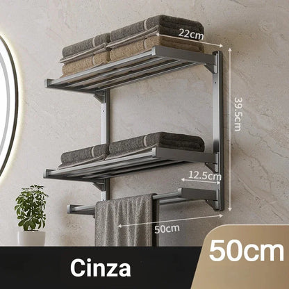 No-Drill Wall Towel Rack with Shelves – view 5