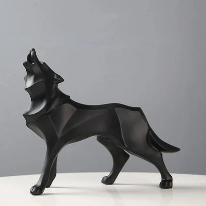 Nordic Geometric Wolf Resin Sculpture – view 6