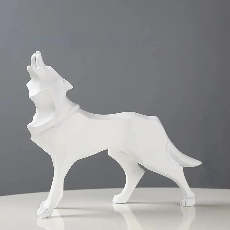 Nordic Geometric Wolf Resin Sculpture – view 7