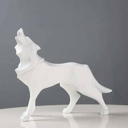 Nordic Geometric Wolf Resin Sculpture – view 7