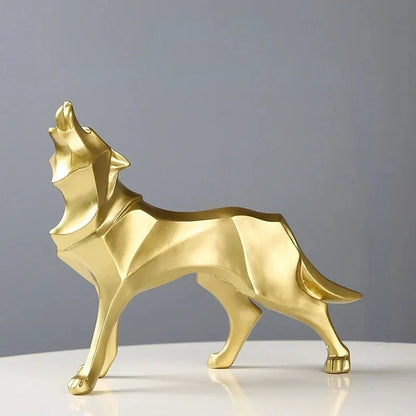 Nordic Geometric Wolf Resin Sculpture – view 9