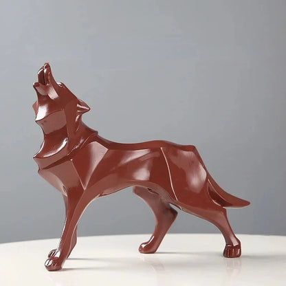 Nordic Geometric Wolf Resin Sculpture – view 10