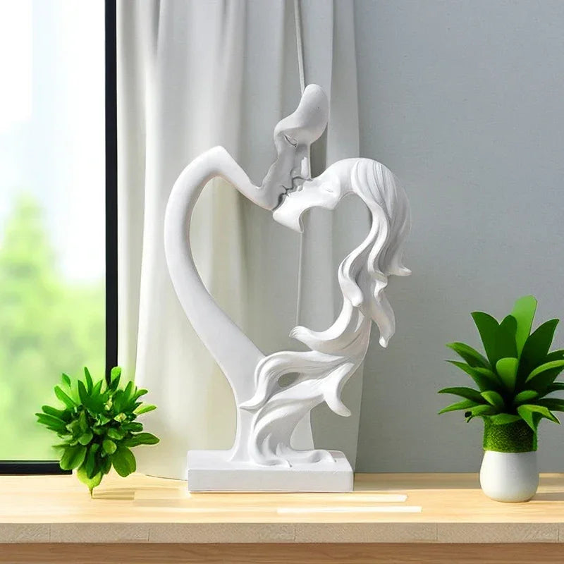 Nordic Kissing Couple Resin Sculpture