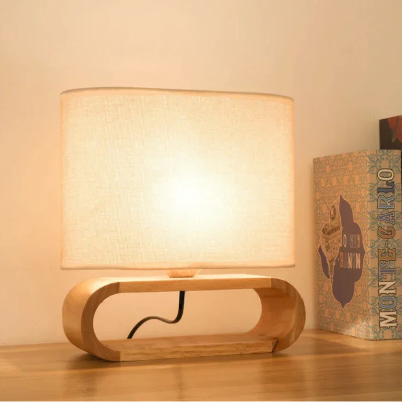 Nordic Wood Table Lamp with Fabric Shade