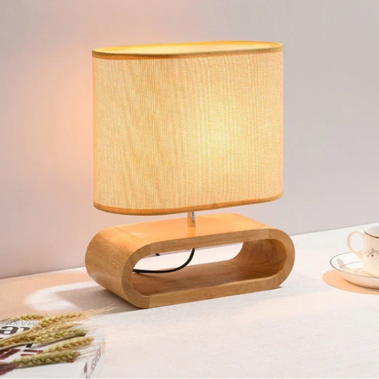 Nordic Wood Table Lamp with Fabric Shade – view 2