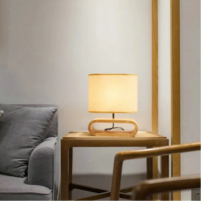 Nordic Wood Table Lamp with Fabric Shade – view 3