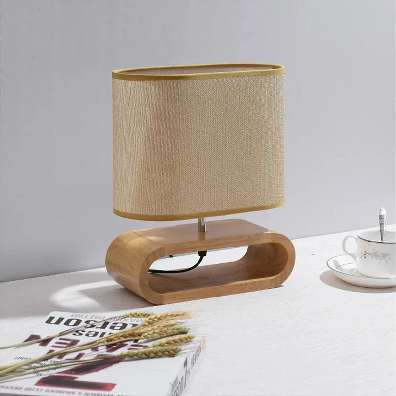 Nordic Wood Table Lamp with Fabric Shade – view 4