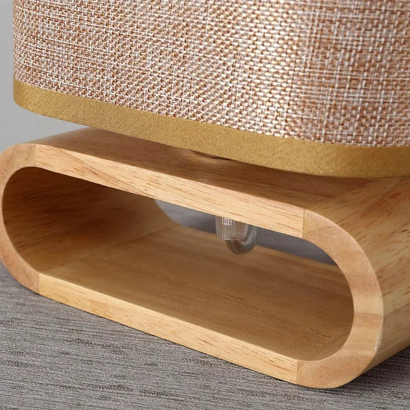 Nordic Wood Table Lamp with Fabric Shade – view 5