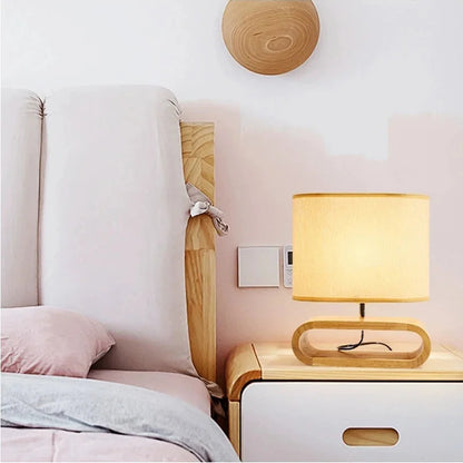 Nordic Wood Table Lamp with Fabric Shade – view 10