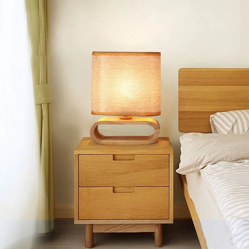 Nordic Wood Table Lamp with Fabric Shade – view 11