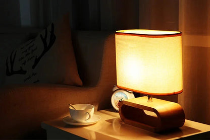 Nordic Wood Table Lamp with Fabric Shade – view 12