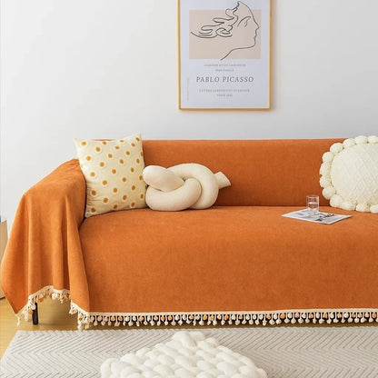Orange Chevron Chenille Sofa Protector – view 7