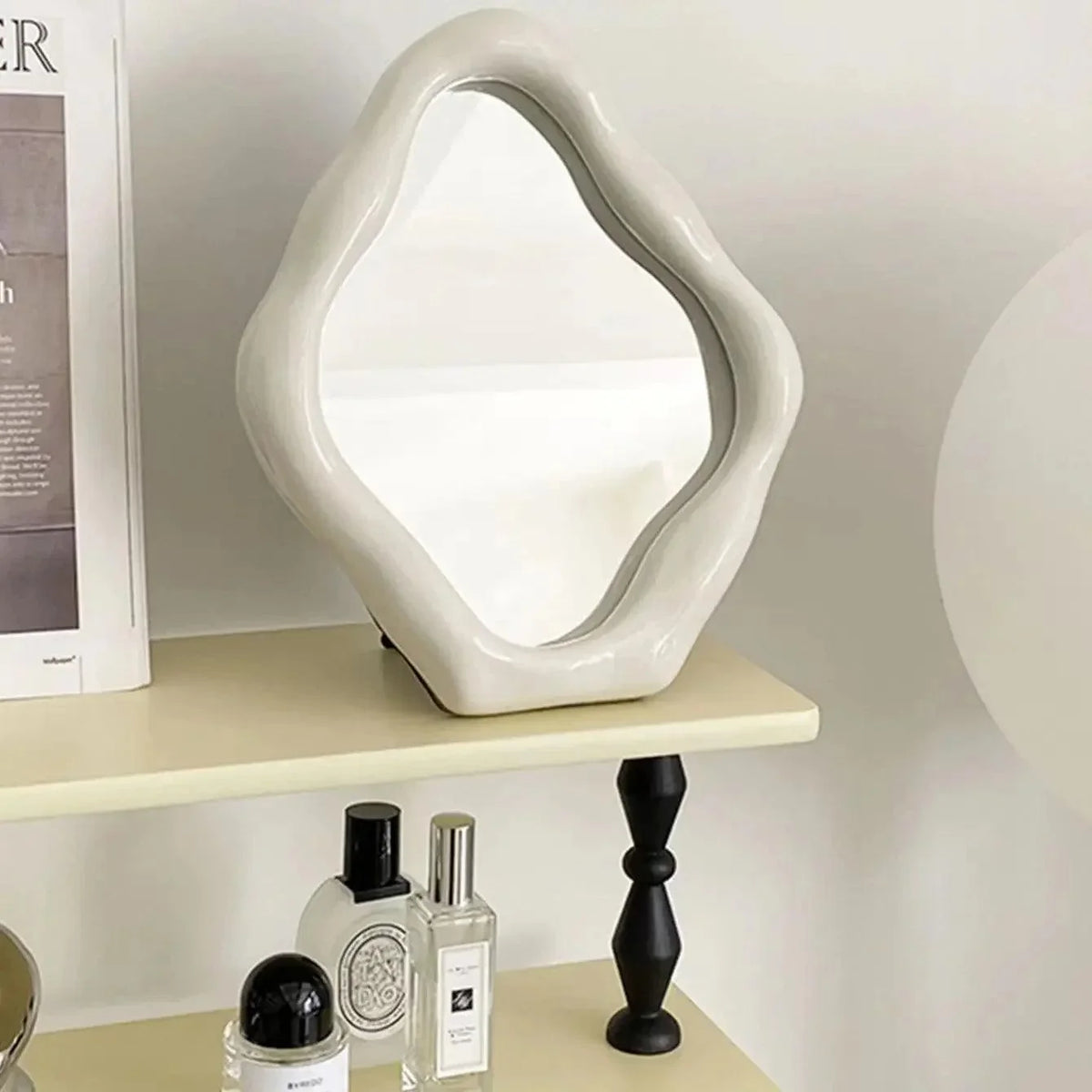 Oval Table Makeup Mirror with Adjustable Tilt – view 2
