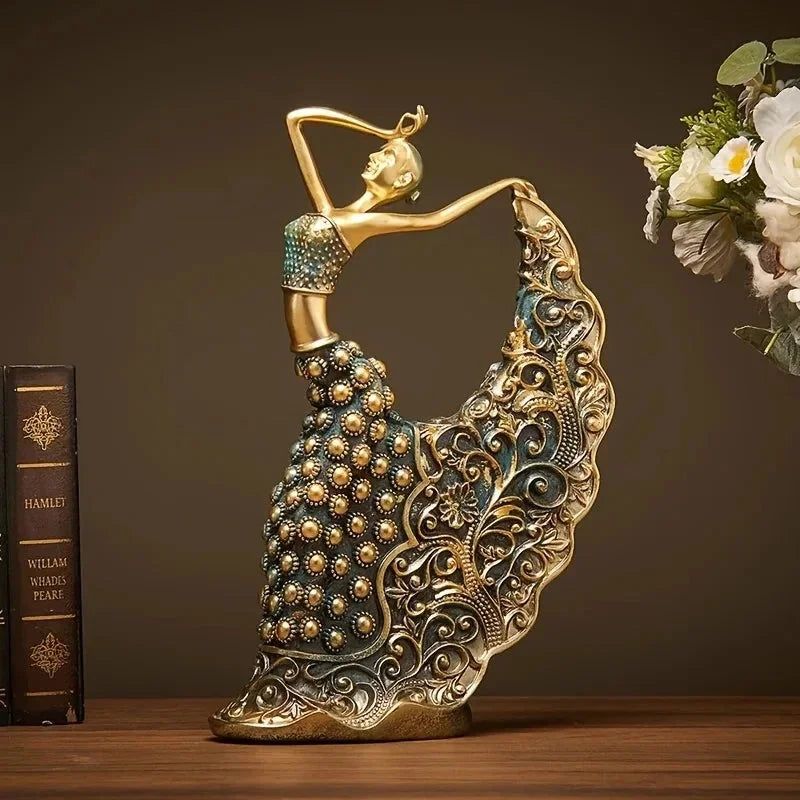 28.5cm Hand-Painted Peacock Ballerina Resin Sculpture – view 2