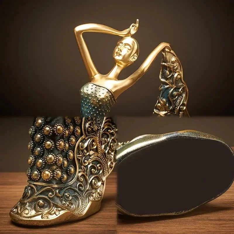 28.5cm Hand-Painted Peacock Ballerina Resin Sculpture – view 3