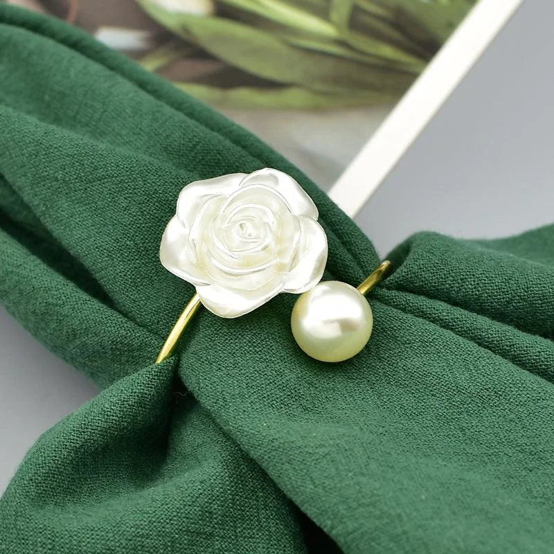 Pearl flower metal napkin rings – view 4