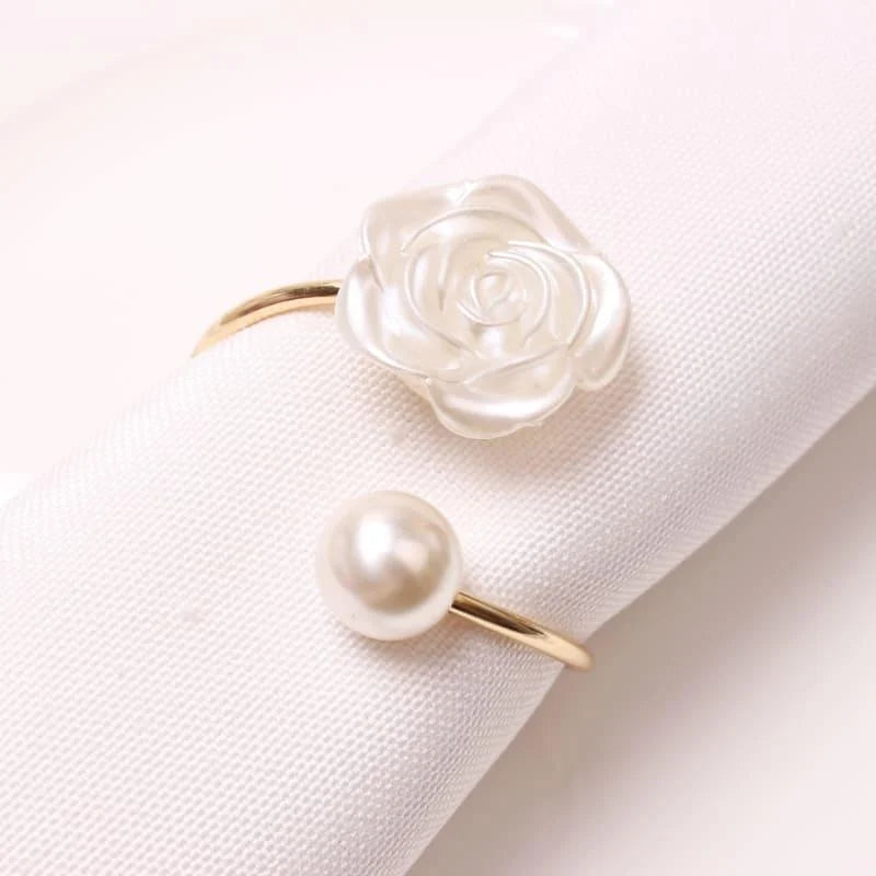 Pearl flower metal napkin rings – view 6