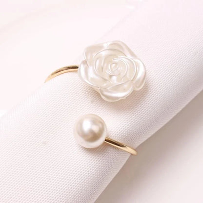 Pearl flower metal napkin rings – view 6