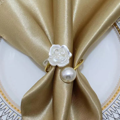 Pearl flower metal napkin rings – view 8