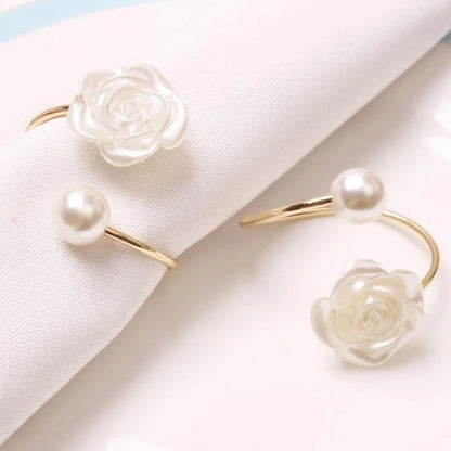 Pearl flower metal napkin rings – view 9