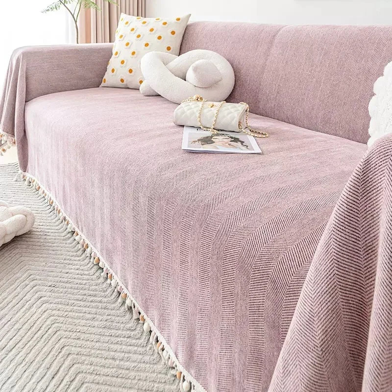 Pink Chevron Chenille Sofa Protector