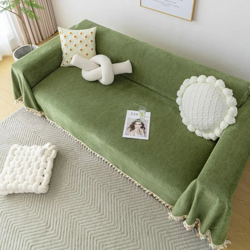 Pink Chevron Chenille Sofa Protector – view 5