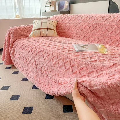 Pink Coral Fleece Sofa Throw