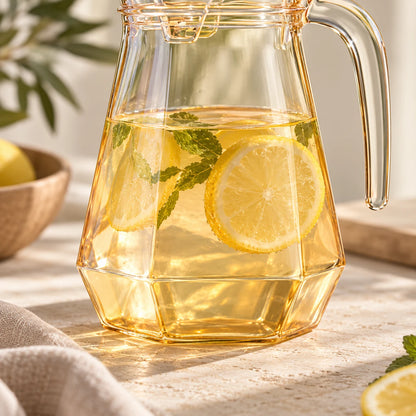 1.8L faceted glass pitcher with fitted lid - faceted glass detail